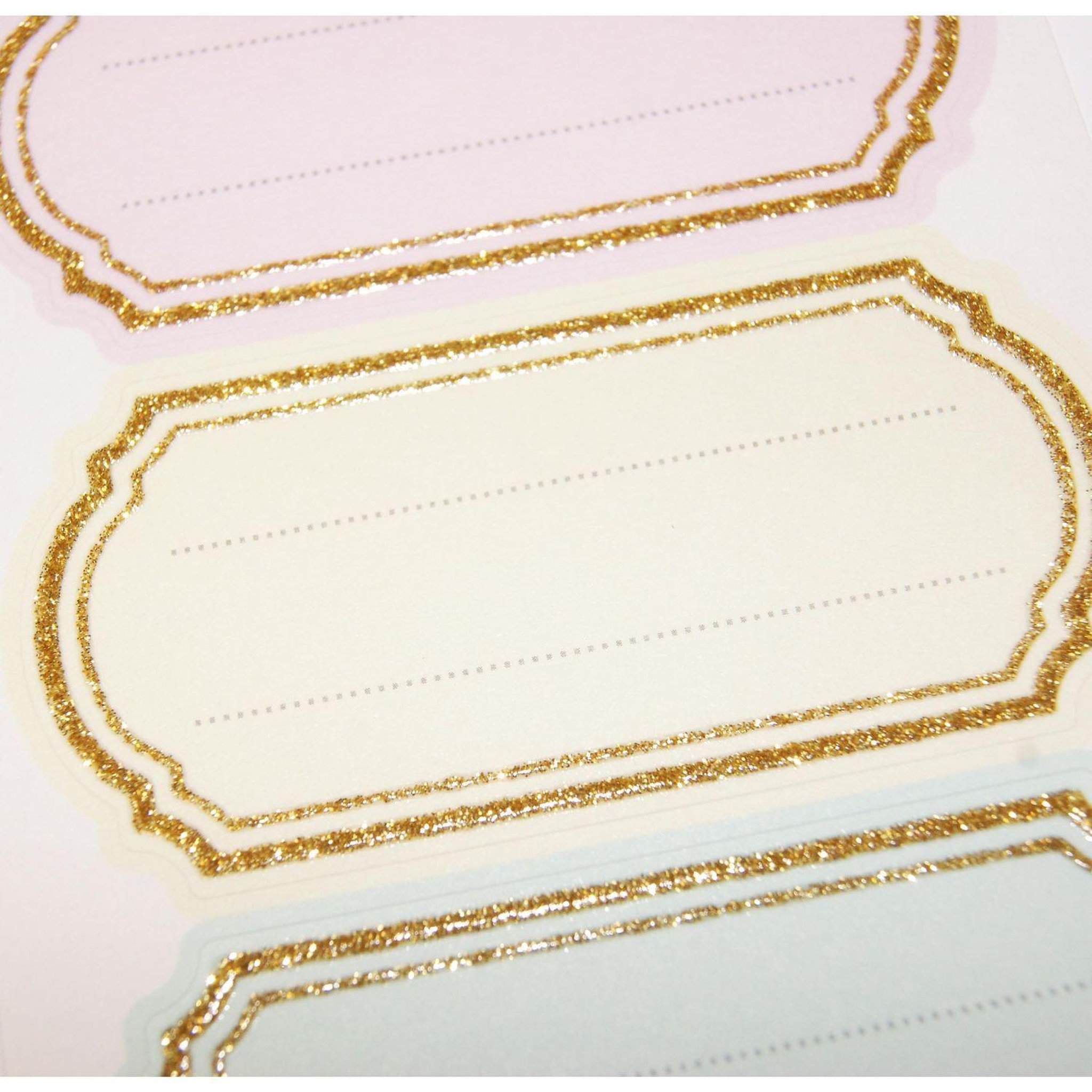 Voir la diapositive 2 : GLOBAL GIFT 9 étiquettes adhésives scolaires - Vintage - Pastel - Paillettes dorées