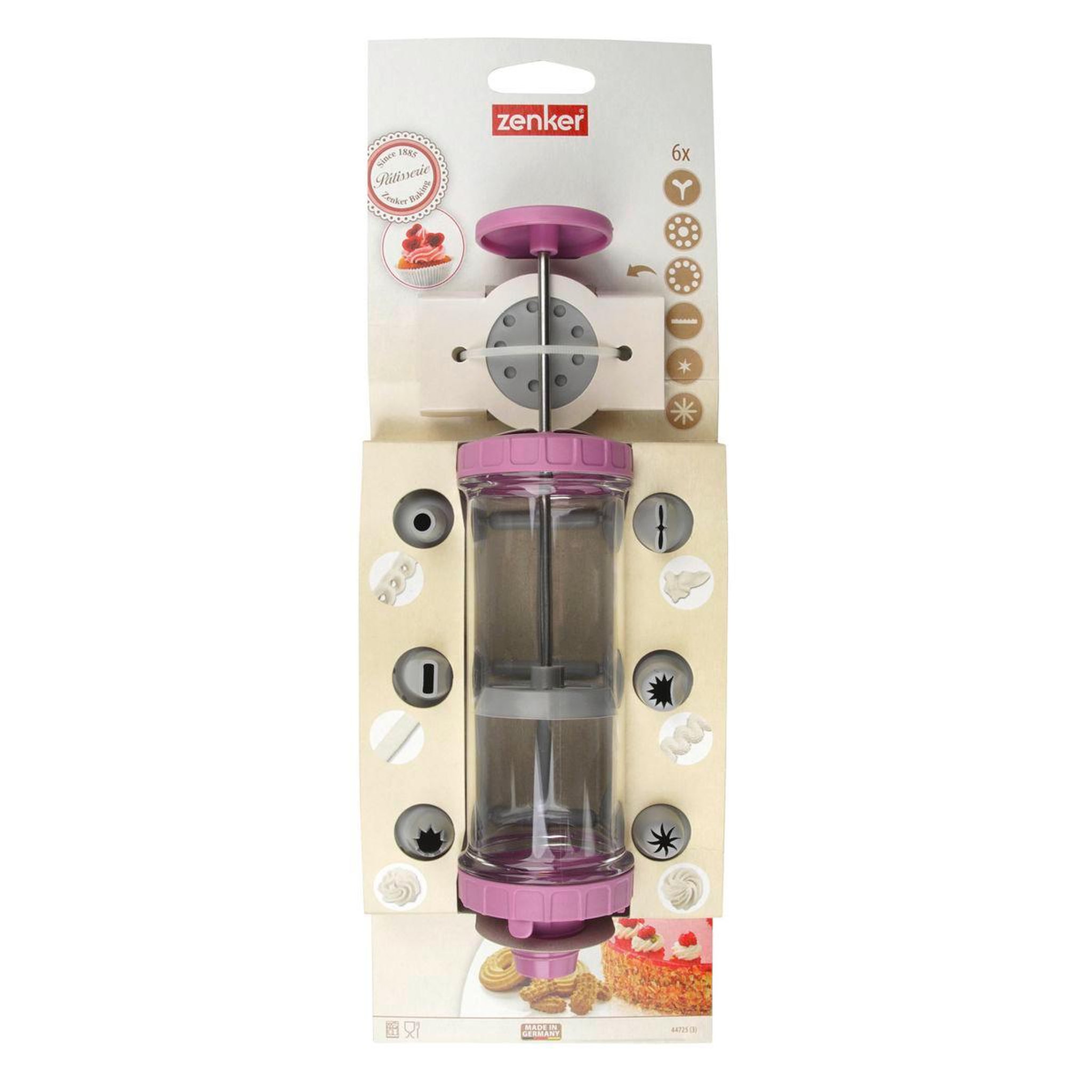 Voir la diapositive 5 : ZENKER Seringue de pâtisserie et 6 embouts et 6 disques à motifs Zenker Sweet Sensation