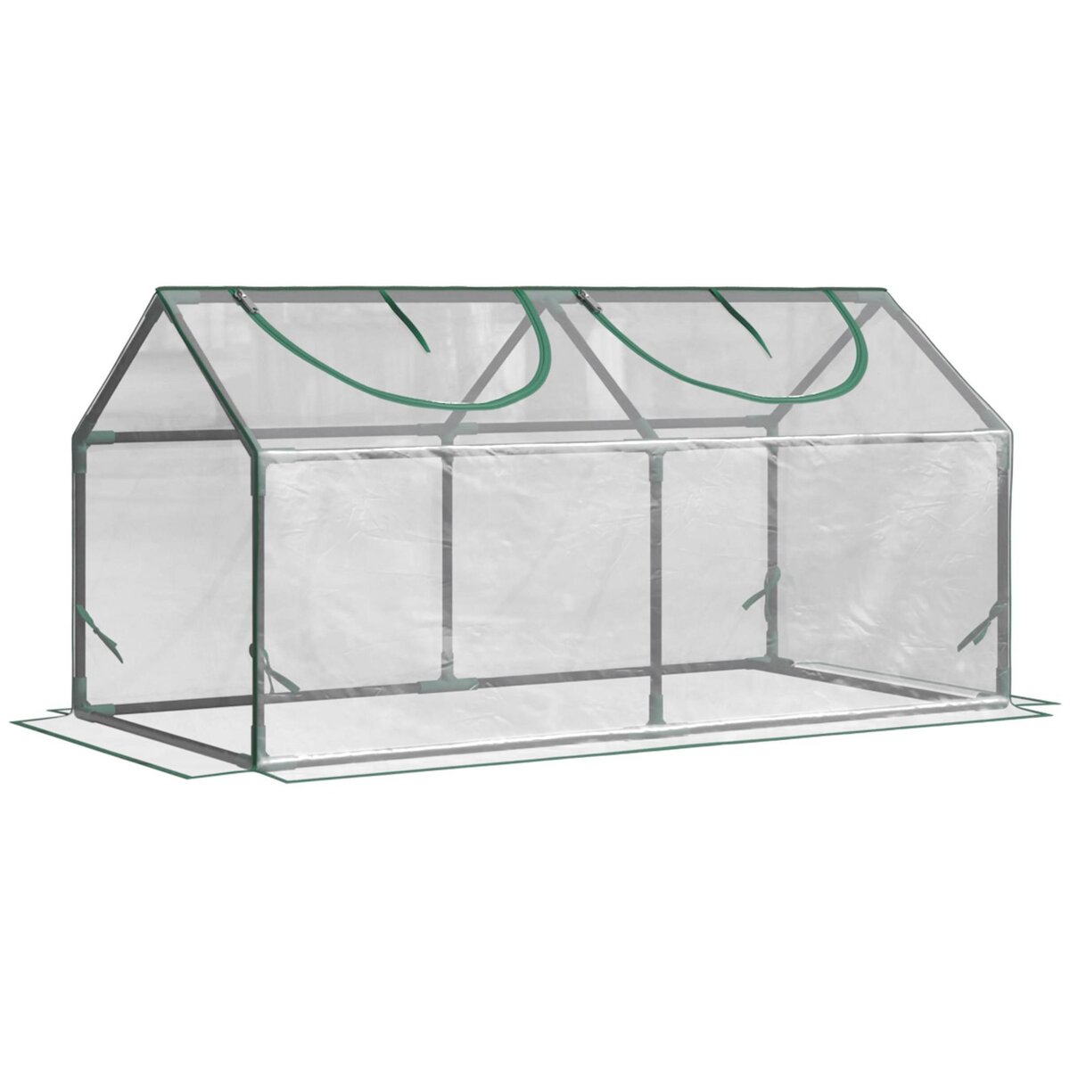 OUTSUNNY Mini serre de jardin serre à tomates 120 x 60 x 60 cm 2 fenêtres zippées enroulables acier thermolaqué PVC haute densité transparent