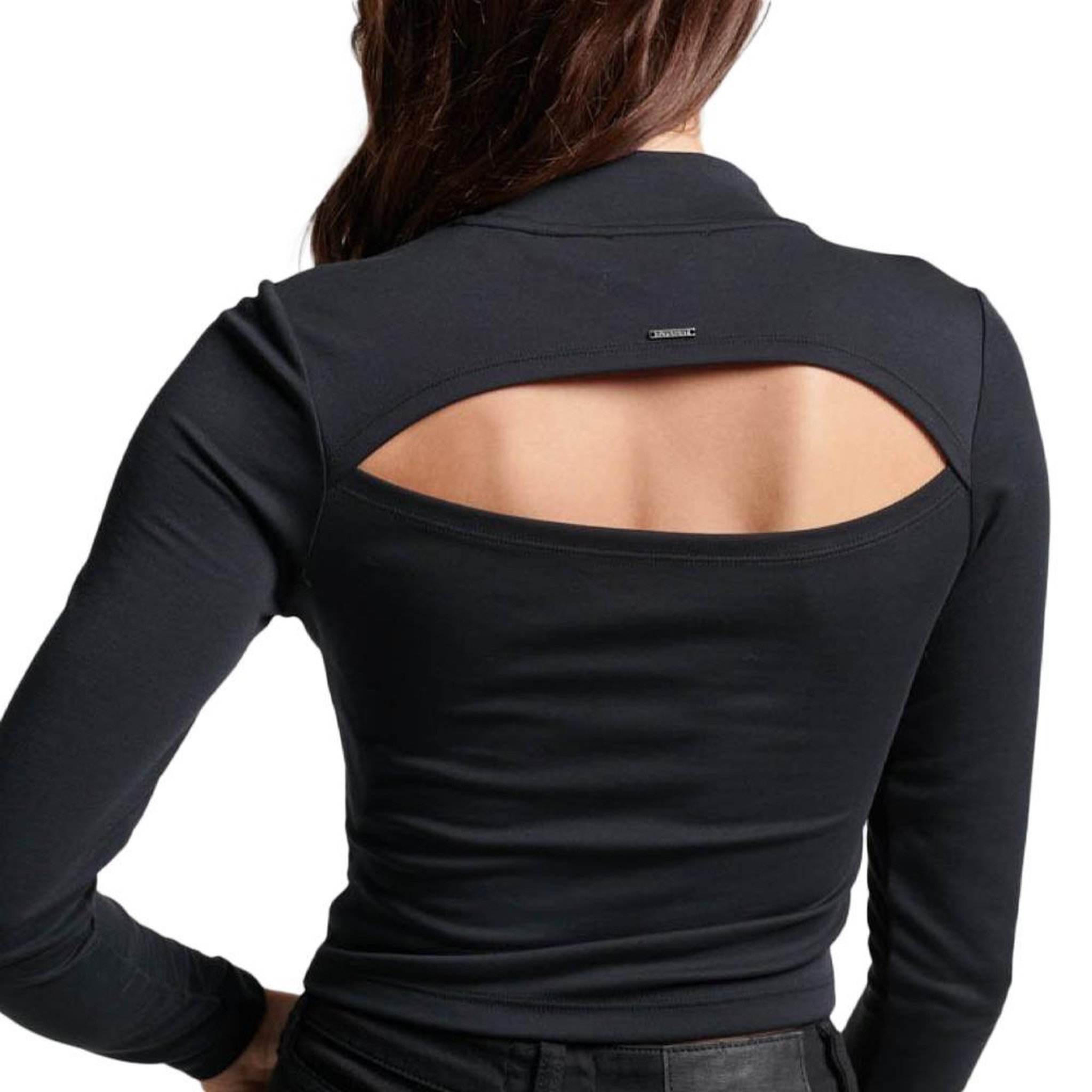 Voir la diapositive 2 : SUPERDRY T-Shirt Manches Longues Noires Femme Superdry Open Back