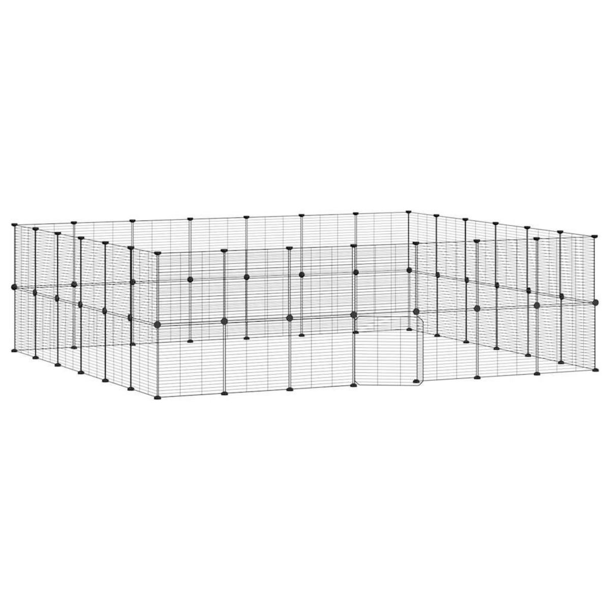 VIDAXL Cage animaux de compagnie a 52 panneaux et porte Noir 35x35 cm