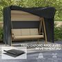 Voir la diapositive 5 : OUTSUNNY Housse de protection balancelle de jardin 3 places - imperméable, anti-UV, zip - dim. 2,20L x 1,25l x 1,72H m - noir