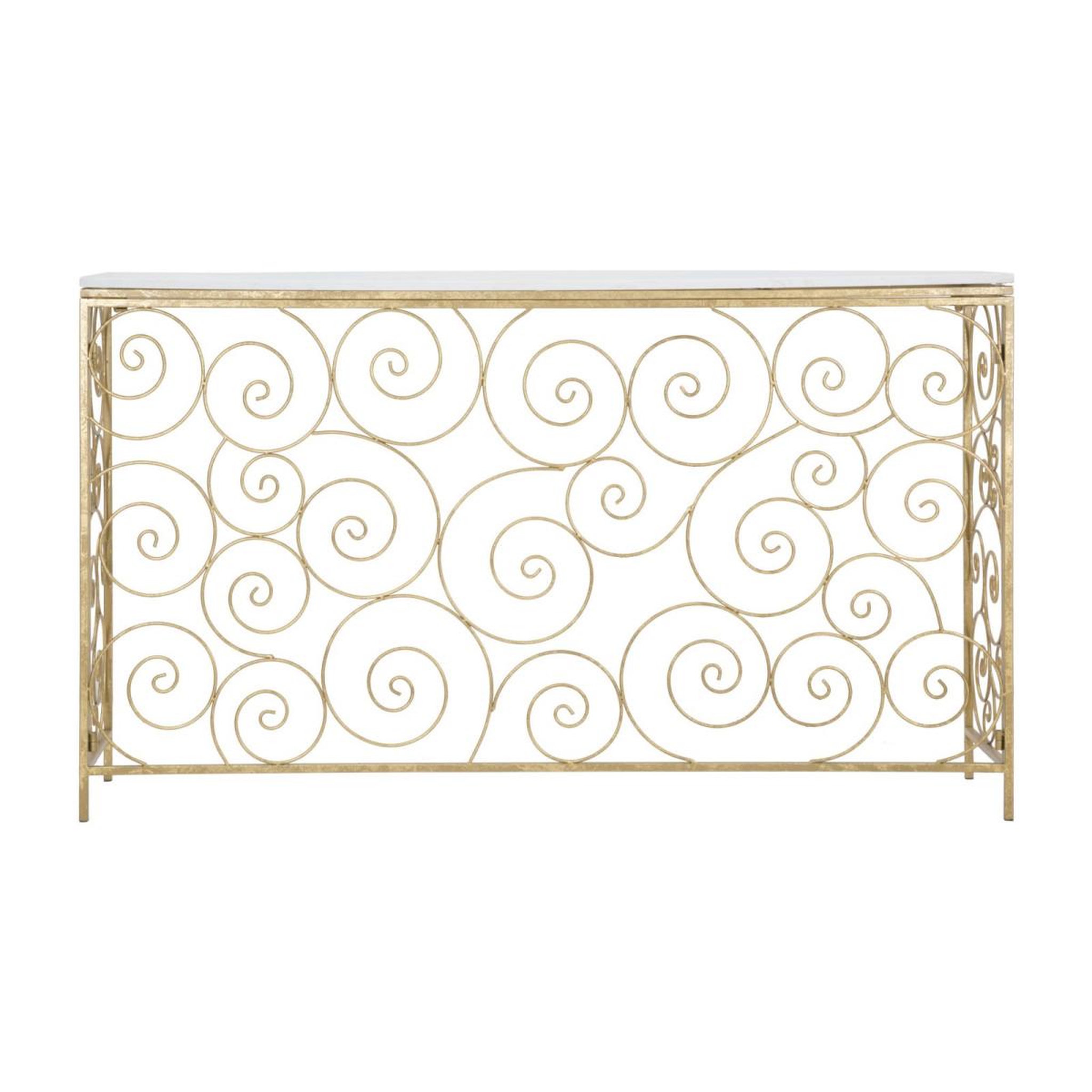 Voir la diapositive 2 : Paris Prix Console design en marbre  spirale  140cm blanc & or