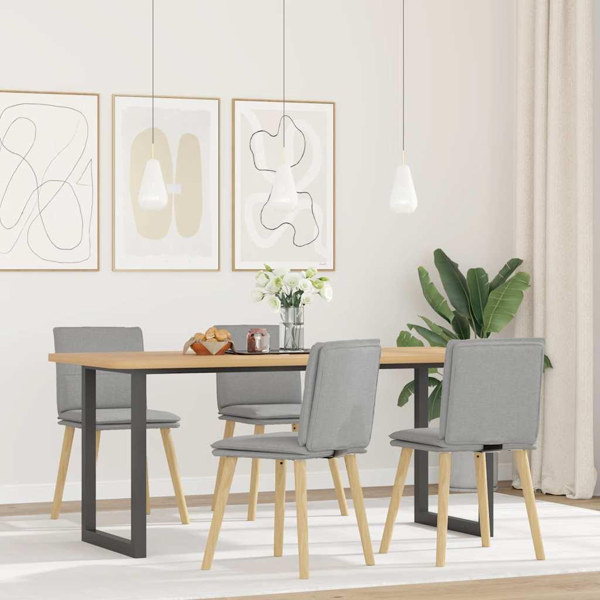 VIDAXL Chaises a manger lot de 4 gris nuage tissu