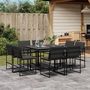 Voir la diapositive 1 : VIDAXL Ensemble a manger de jardin avec coussins 9 pcs noir textilene
