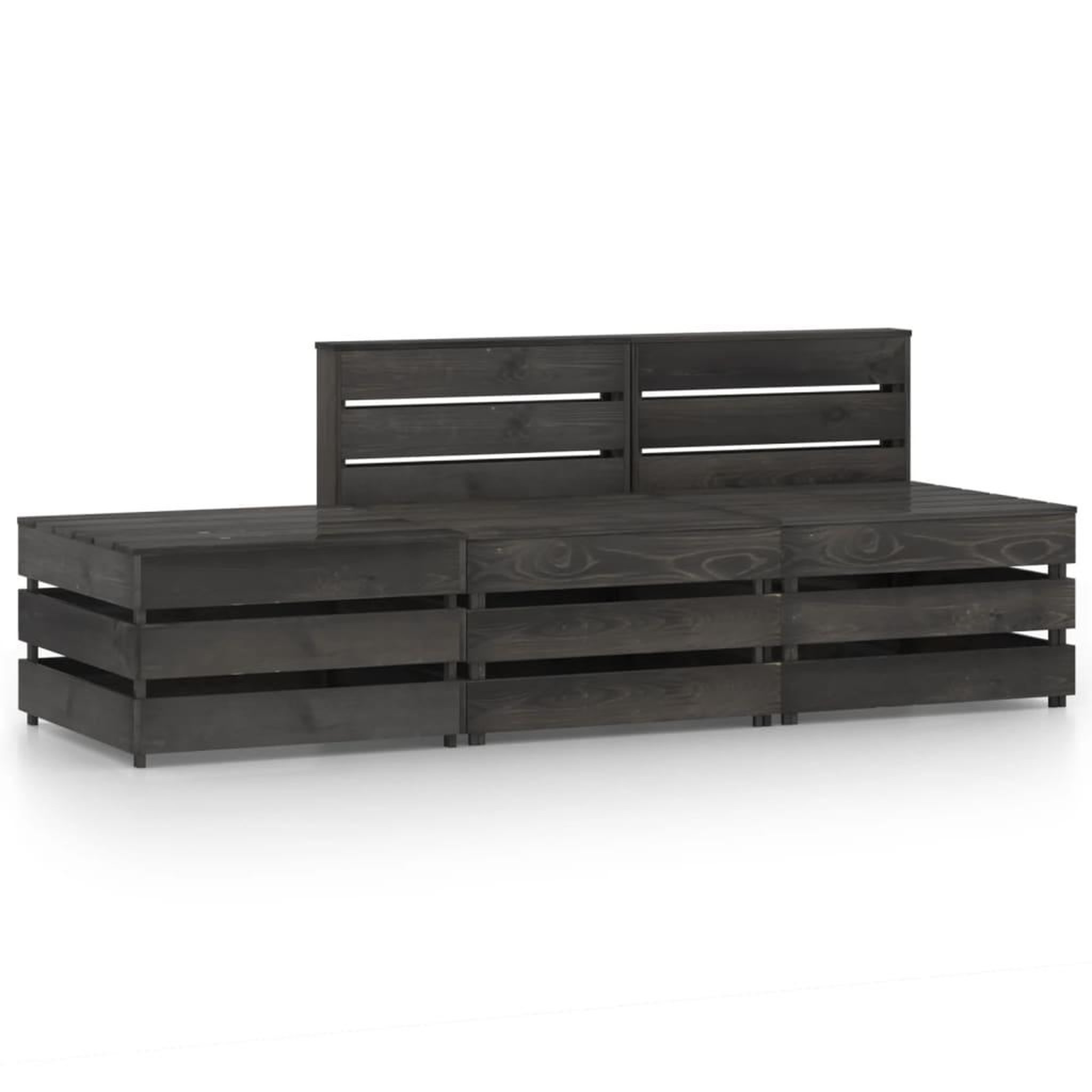 Voir la diapositive 1 : VIDAXL Salon de jardin 3 pcs Bois de pin impregne de gris