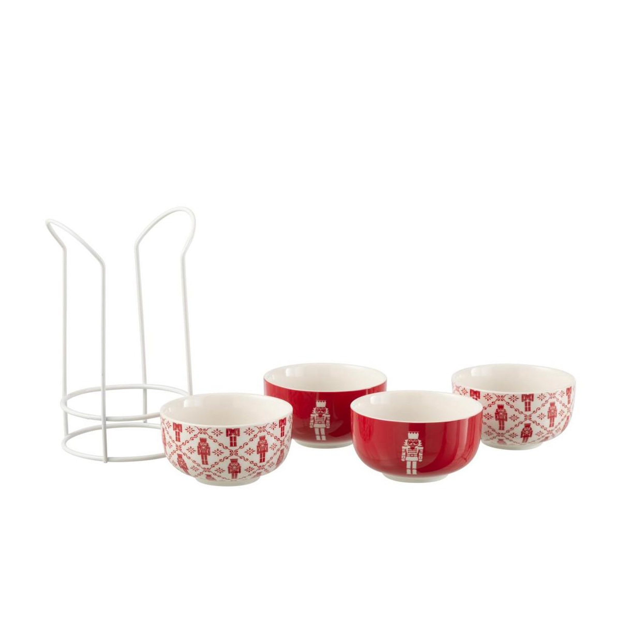 Voir la diapositive 2 : J-LINE Lot de 4 bols avec socle  casse-noisette  11cm rouge
