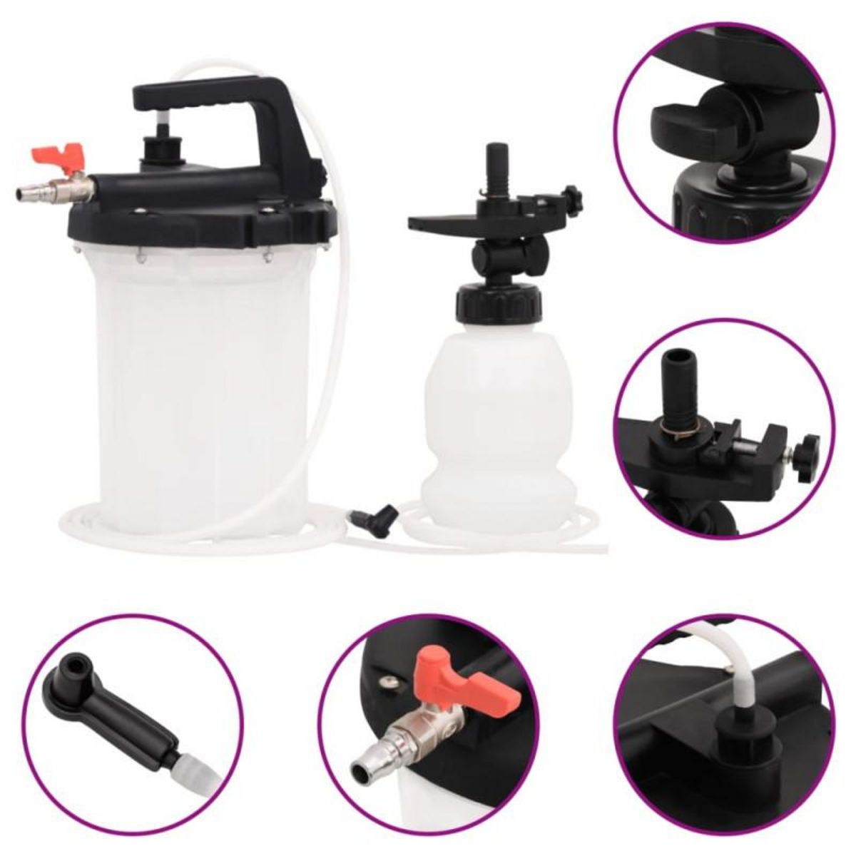 VIDAXL Purgeur de frein blanc et noir 3 L