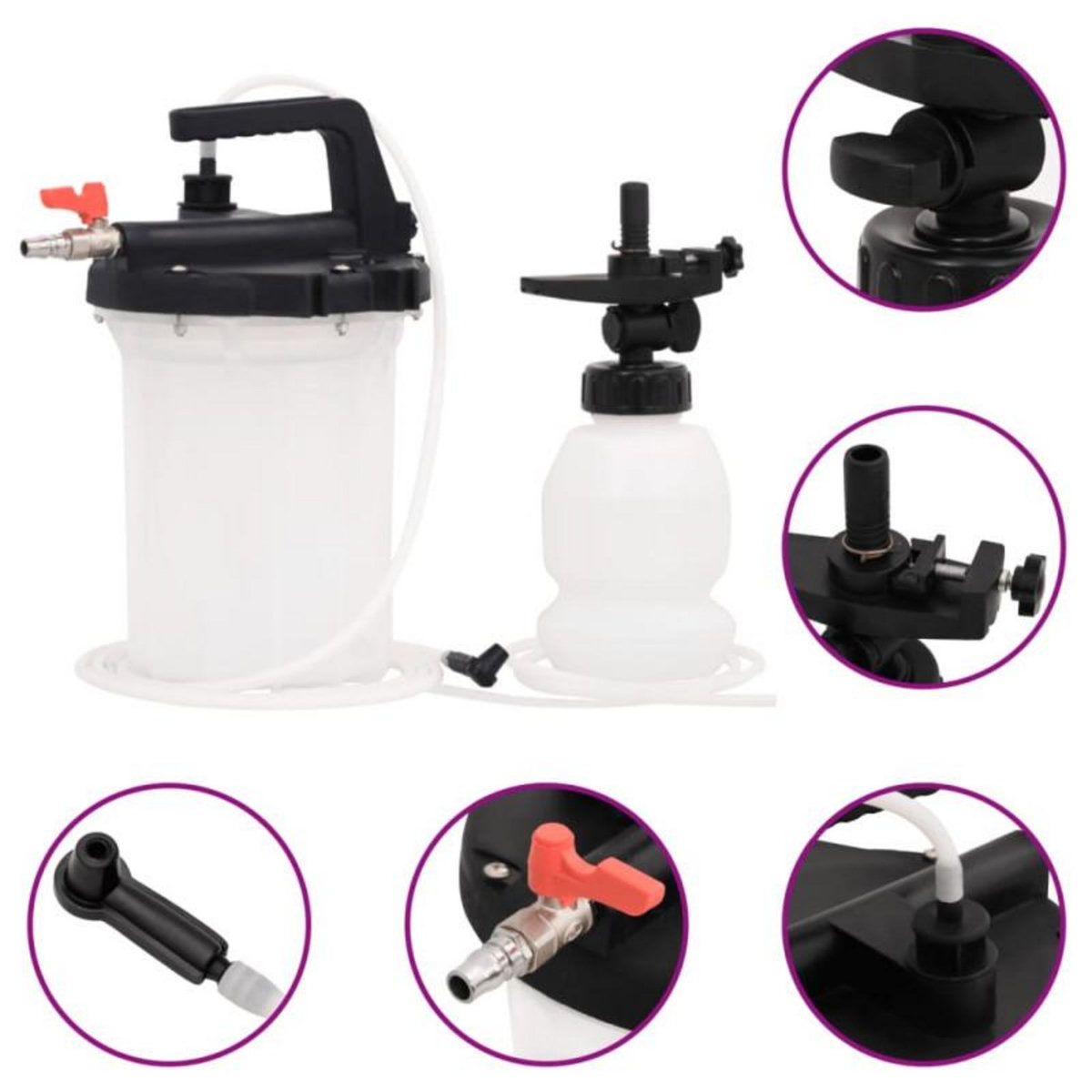 VIDAXL Purgeur de frein blanc et noir 3 L