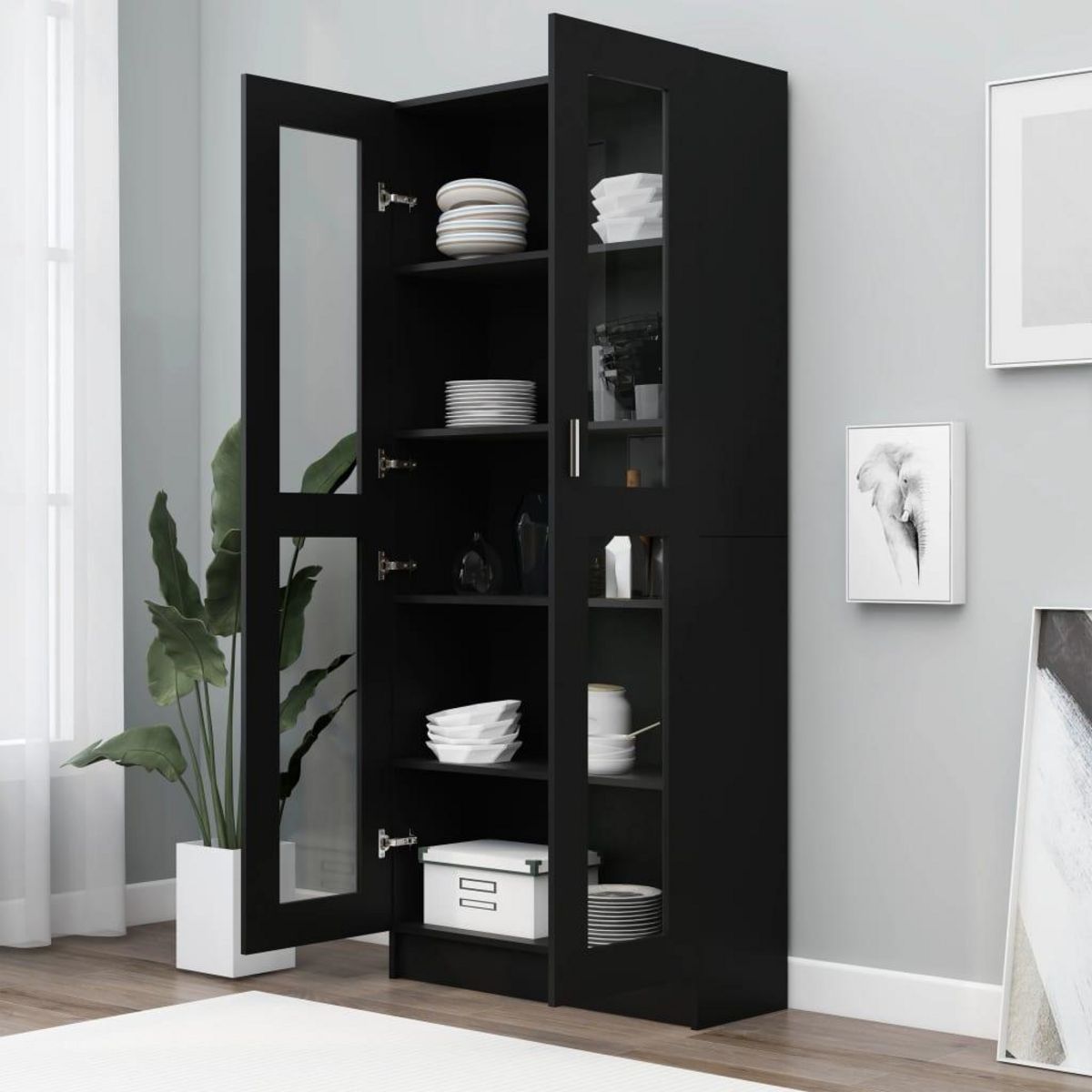 VIDAXL Armoire a vitrine Noir 82,5x30,5x185,5 cm Bois d'ingenierie