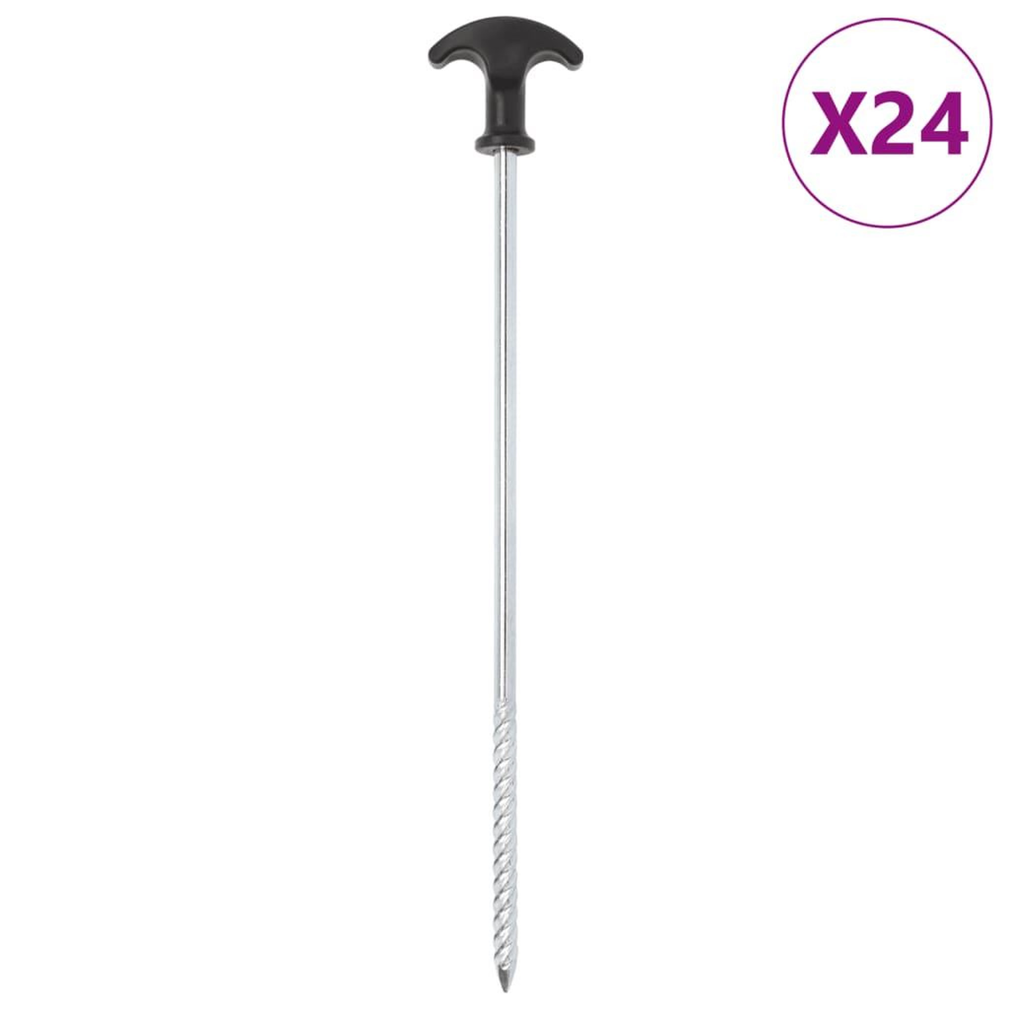 VIDAXL Piquets de tente 24 pcs 30 cm Ø7 mm acier galvanise