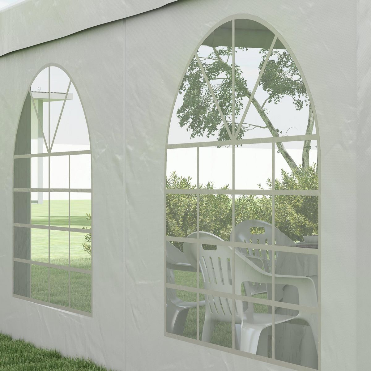 OUTSUNNY Tente de réception tonnelle barnum dim. 5L x 3l x 2,85H m 2 portes zippées acier galvanisé PE blanc