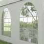 Voir la diapositive 6 : OUTSUNNY Tente de réception tonnelle barnum dim. 5L x 3l x 2,85H m 2 portes zippées acier galvanisé PE blanc