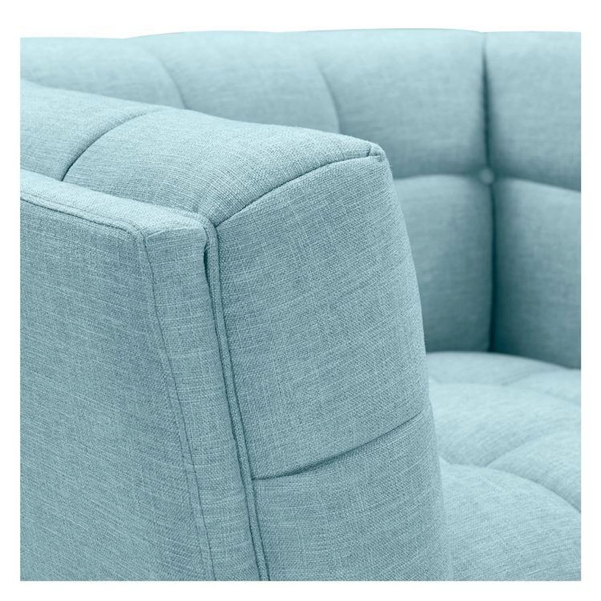 Rendez vous déco Fauteuil capitonné en tissu bleu clair-Carmen