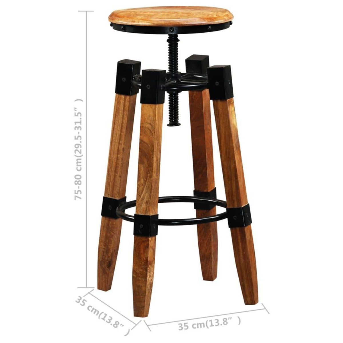 VIDAXL Tabourets de bar lot de 2 bois de manguier massif