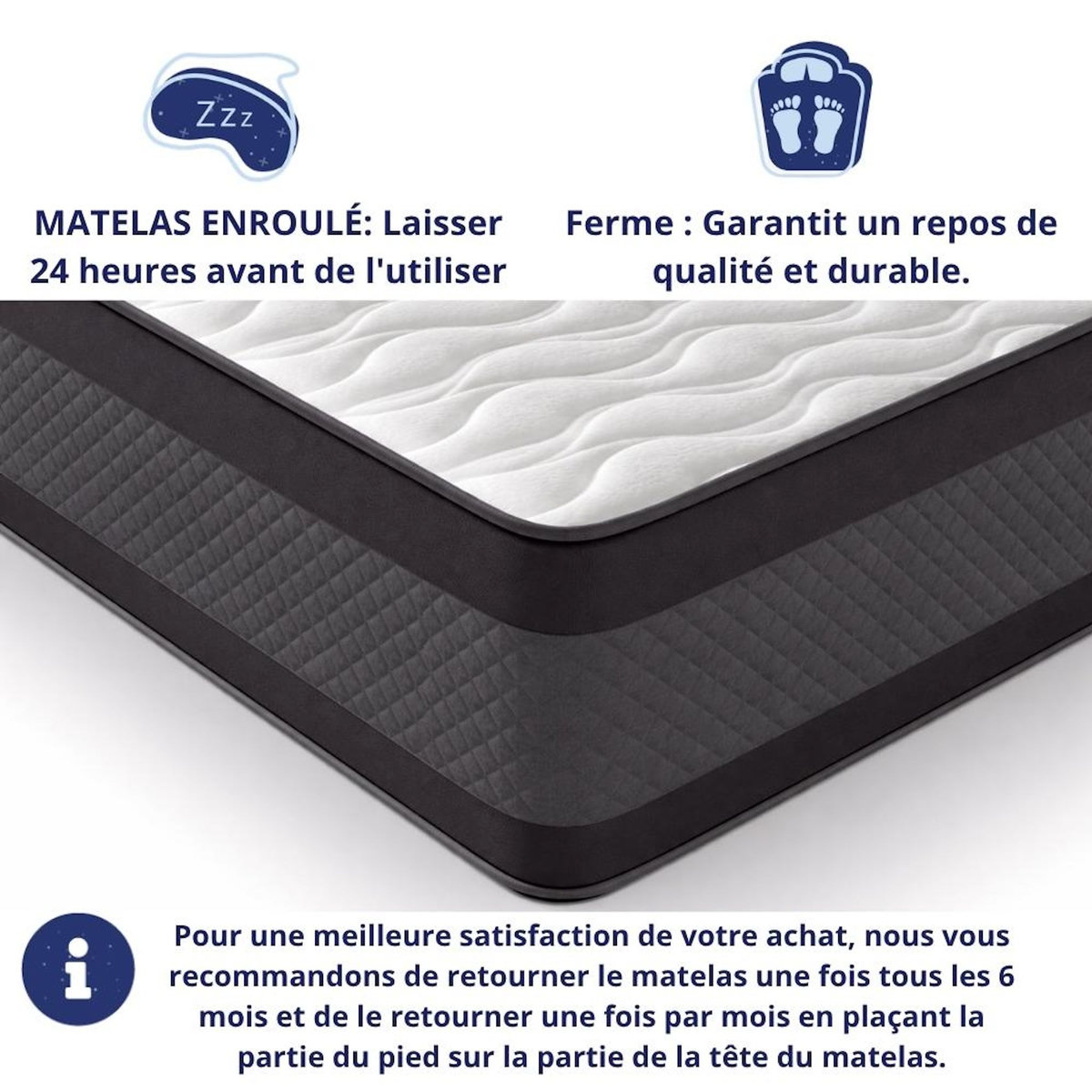 DAGOSTINO HOME Matelas 90x190 - 30cm Epaisseur - Mousse HR Très Ferme | Double Face (Été-Hiver) | Soutien Équilibré, Parfait et Tonique