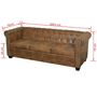 Voir la diapositive 6 : VIDAXL Canape Chesterfield 3 places cuir artificiel marron