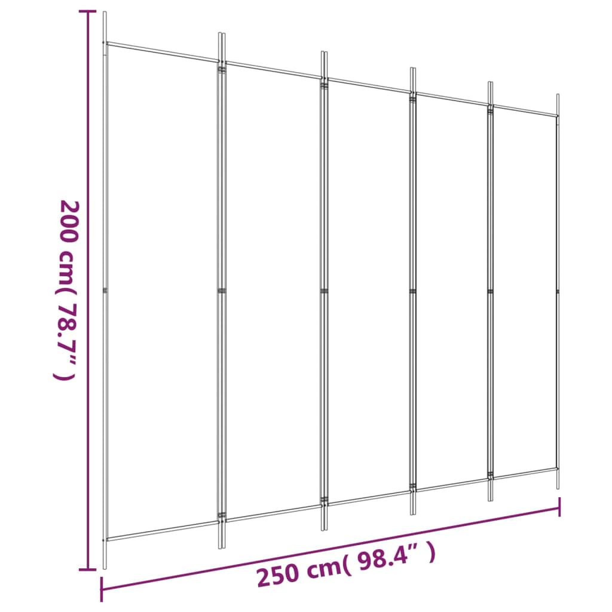 Voir la diapositive 6 : VIDAXL Cloison de separation 5 panneaux Anthracite 250x200 cm Tissu