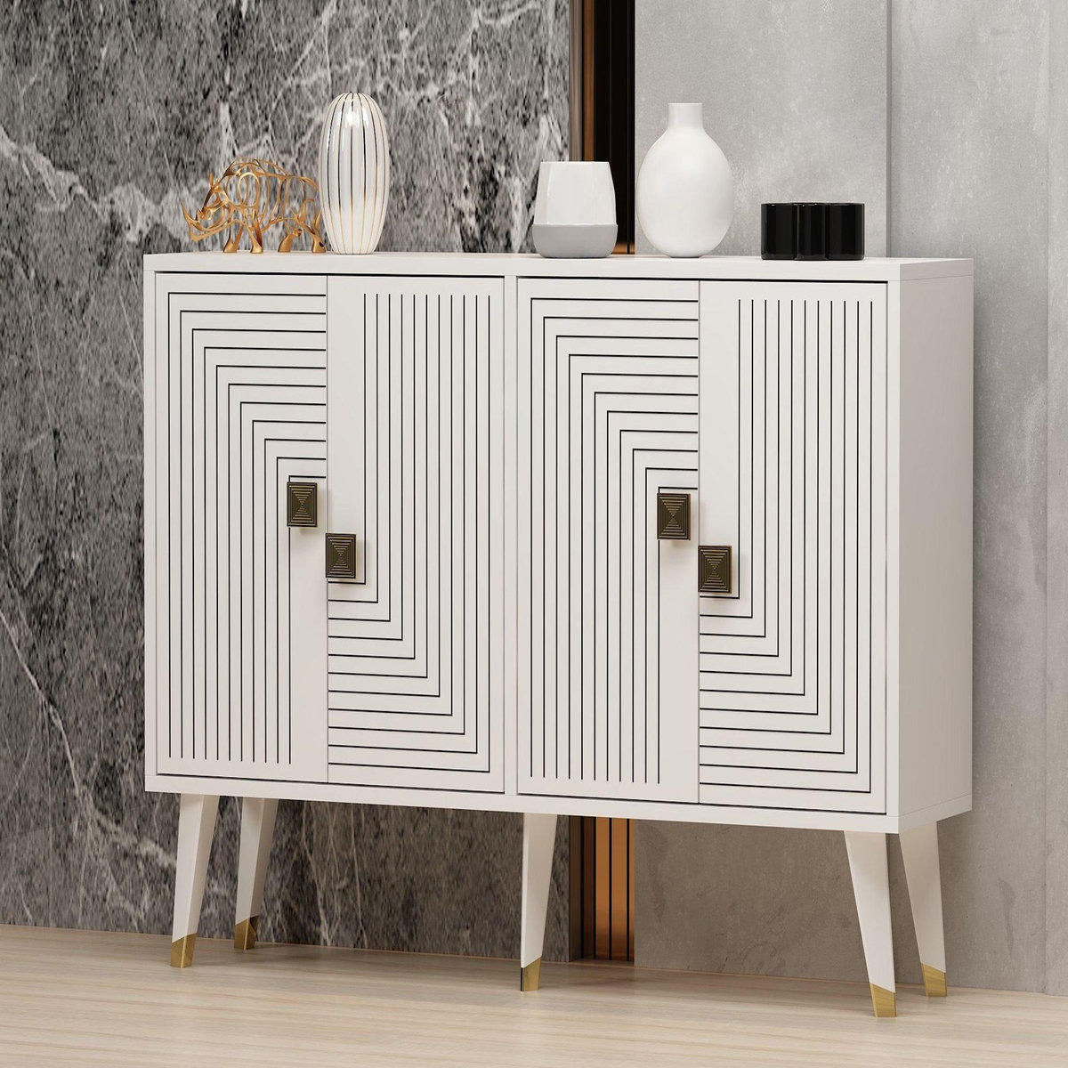 Habitat et Jardin Buffet en bois  Ahart  - 120 x 30 x 80 cm - Blanc