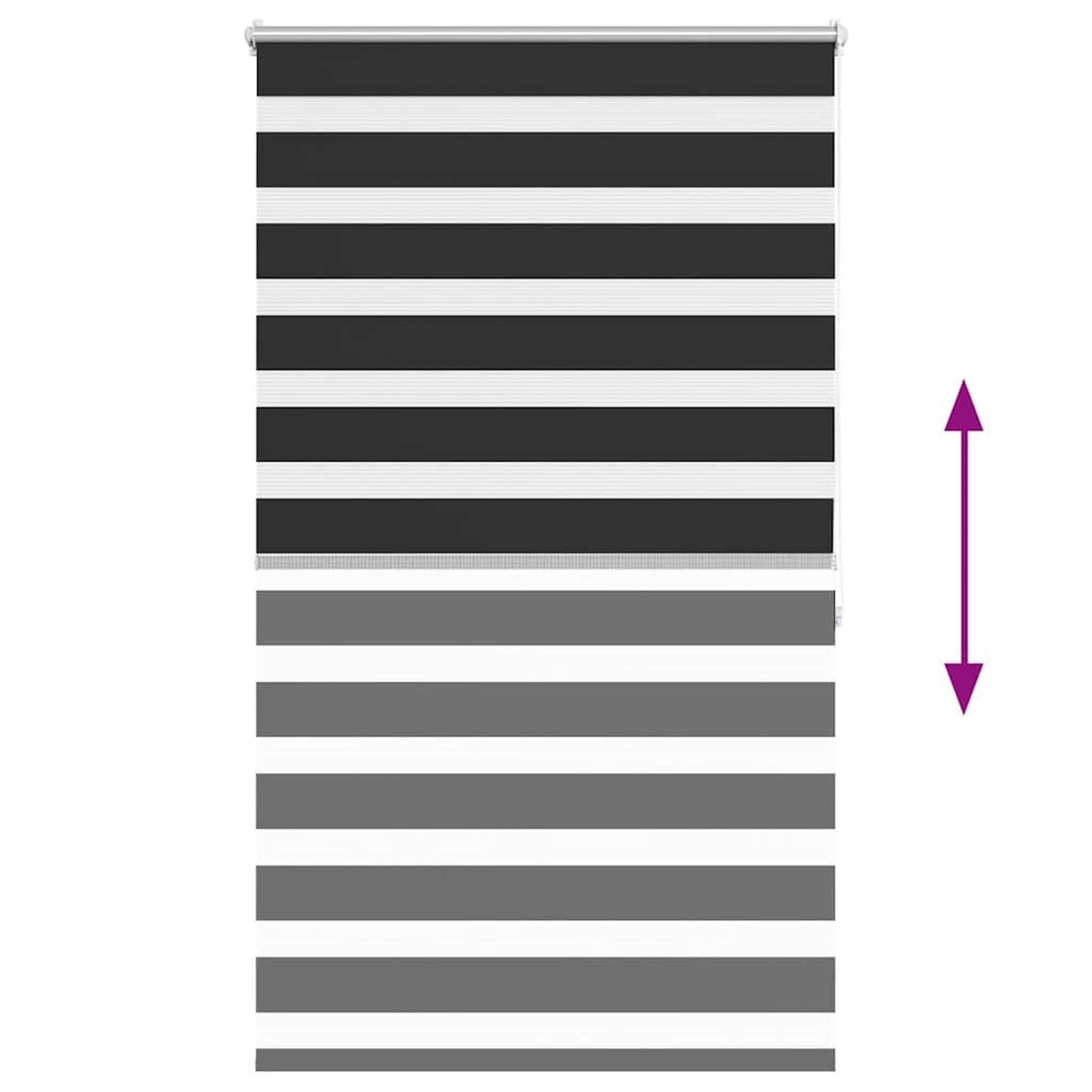 Voir la diapositive 5 : VIDAXL Store venitien zebre 100,9 x 175 cm, largeur du tissu 96,7 cm, noir