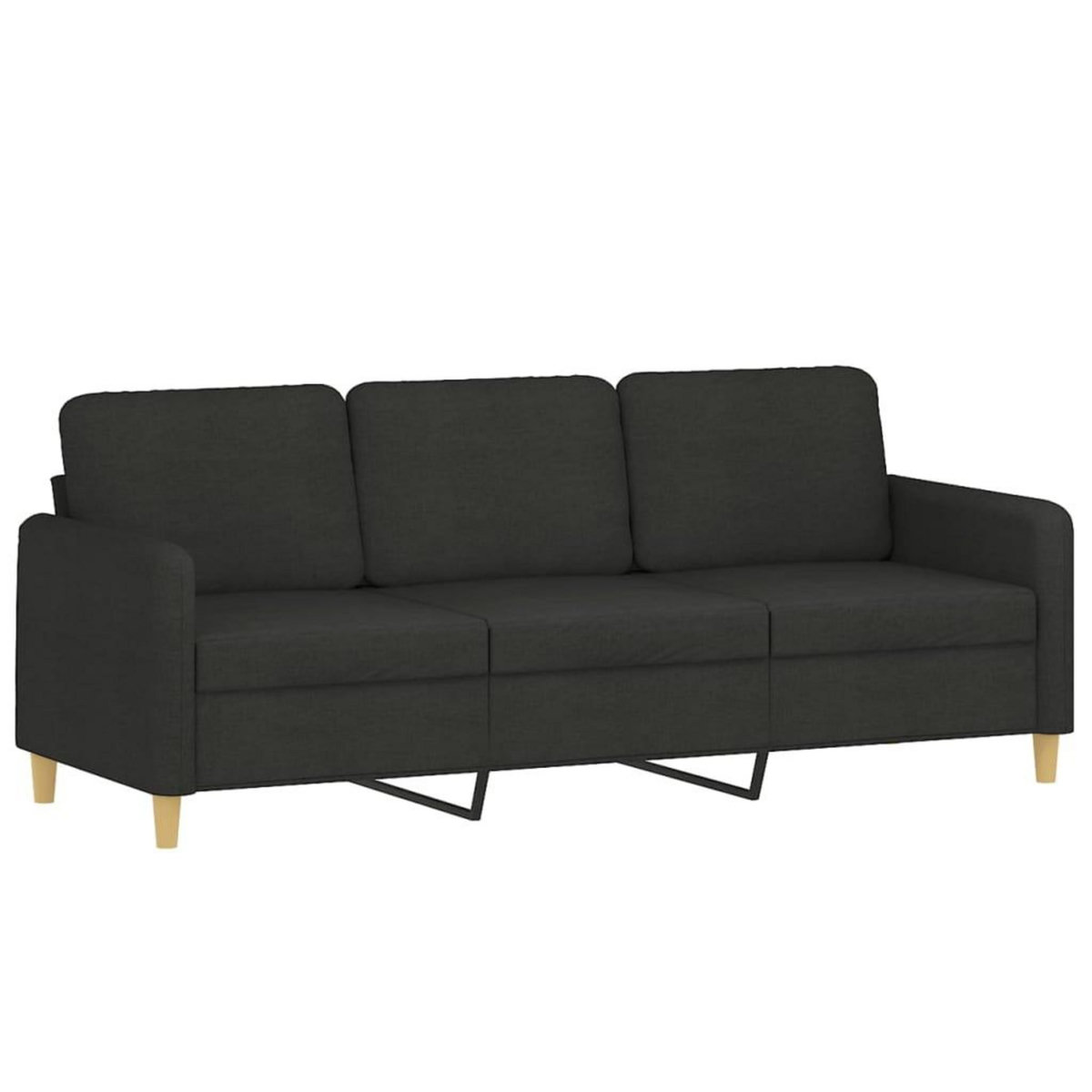 VIDAXL Ensemble de canapes 3 pcs avec coussins noir tissu