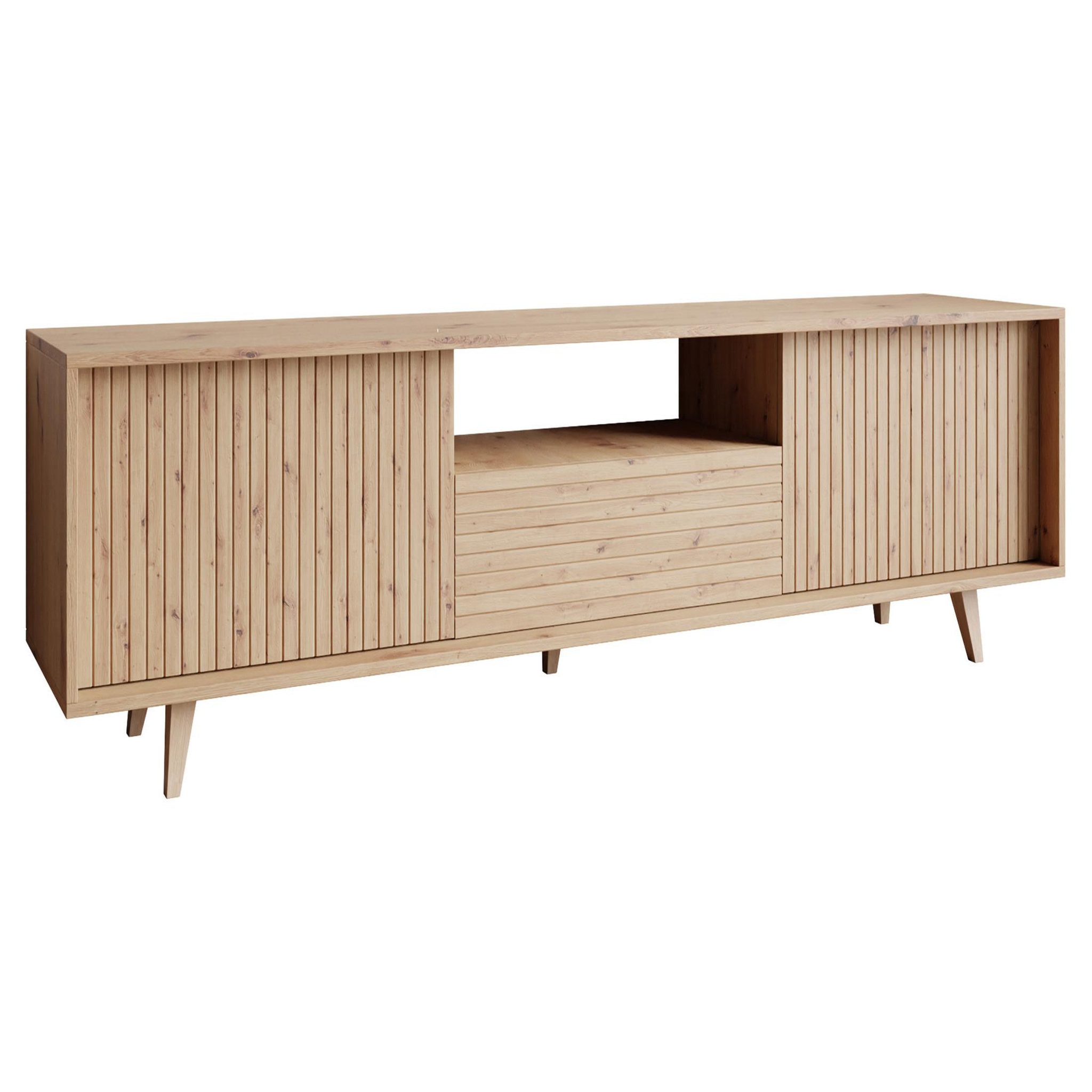 Voir la diapositive 4 : BEST MOBILIER Diego - meuble tv - effet bois - 2 portes et 1 niche -180 cm