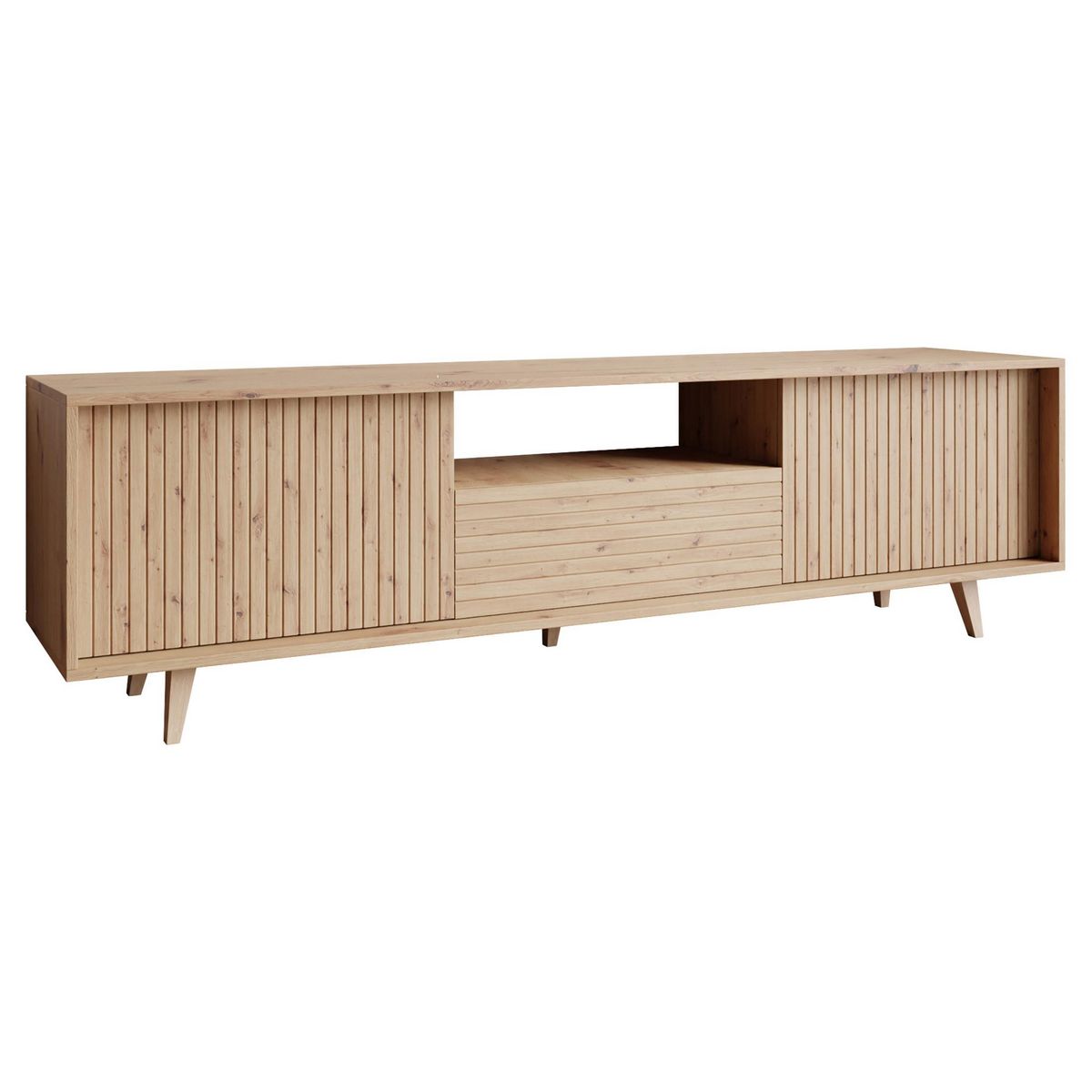 BEST MOBILIER Diego - meuble tv - effet bois - 2 portes et 1 niche -180 cm