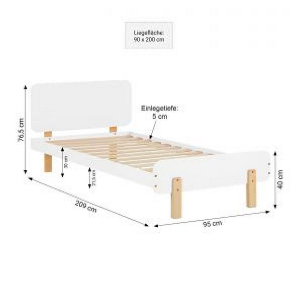 HomeStyle4U Lit junior 90x200 blanc Sommier