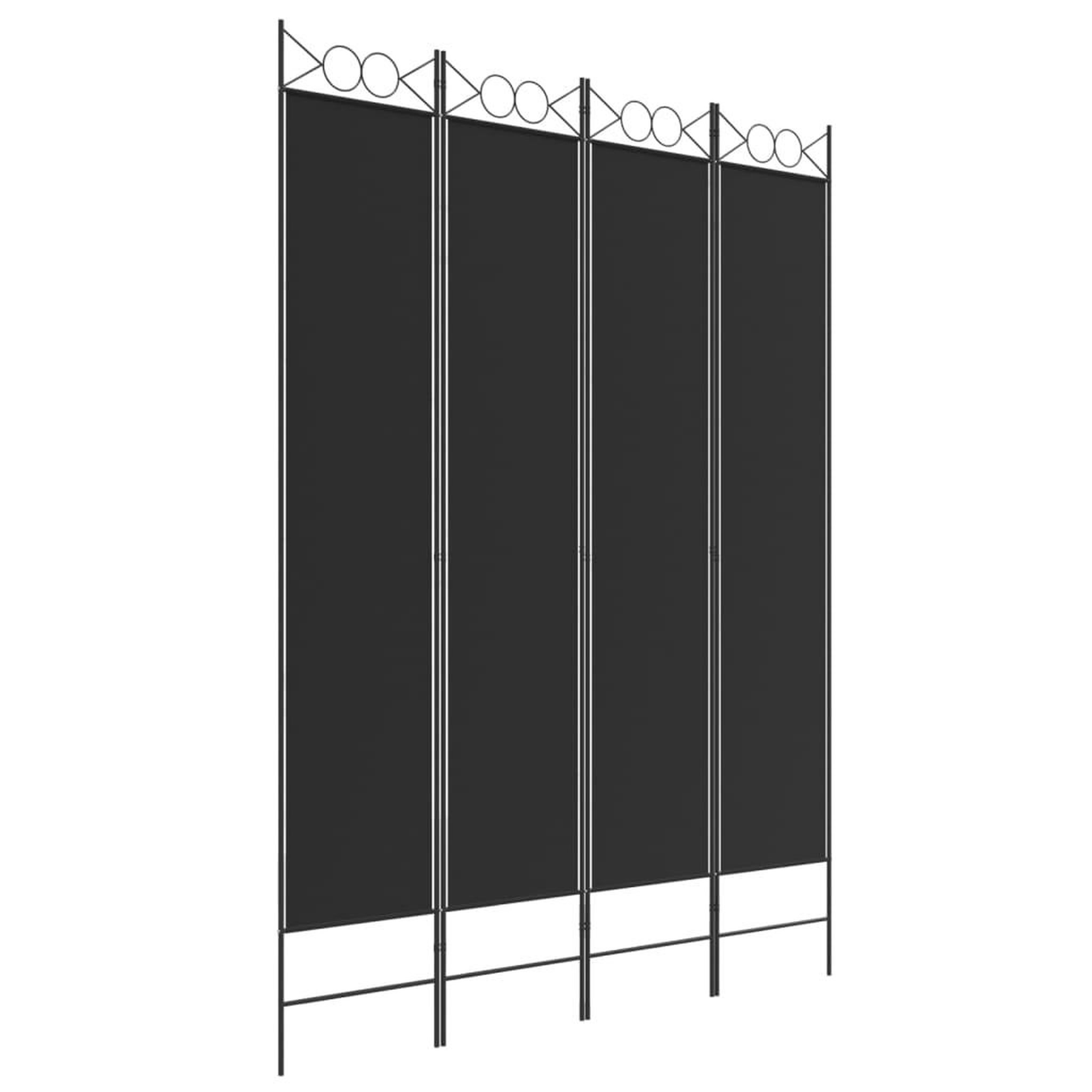 Voir la diapositive 2 : VIDAXL Cloison de separation 4 panneaux Noir 160x220 cm Tissu