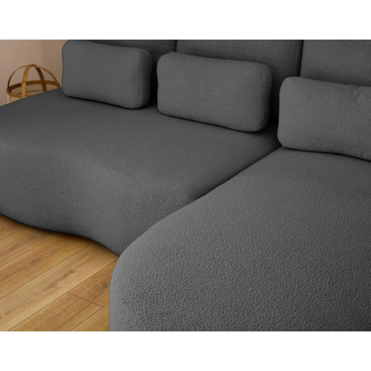 LISA DESIGN Mahina - canapé d'angle droit - 4 places - convertible avec coffre - en tissu bouclette