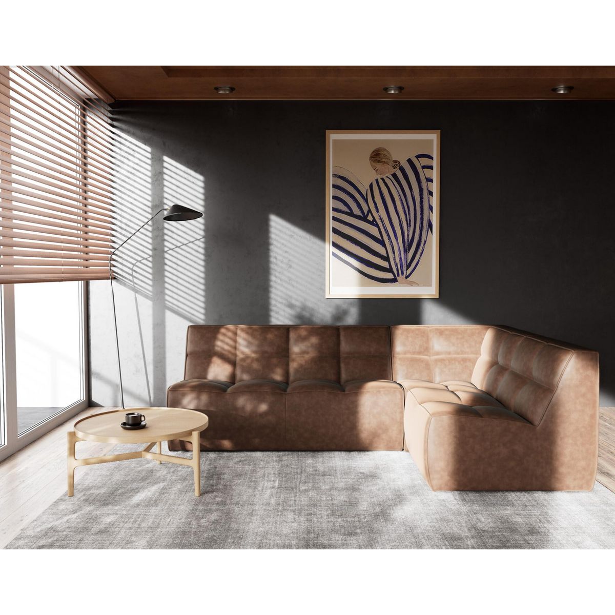 LISA DESIGN Alya - canapé modulable d'angle réversible 4 places en simili