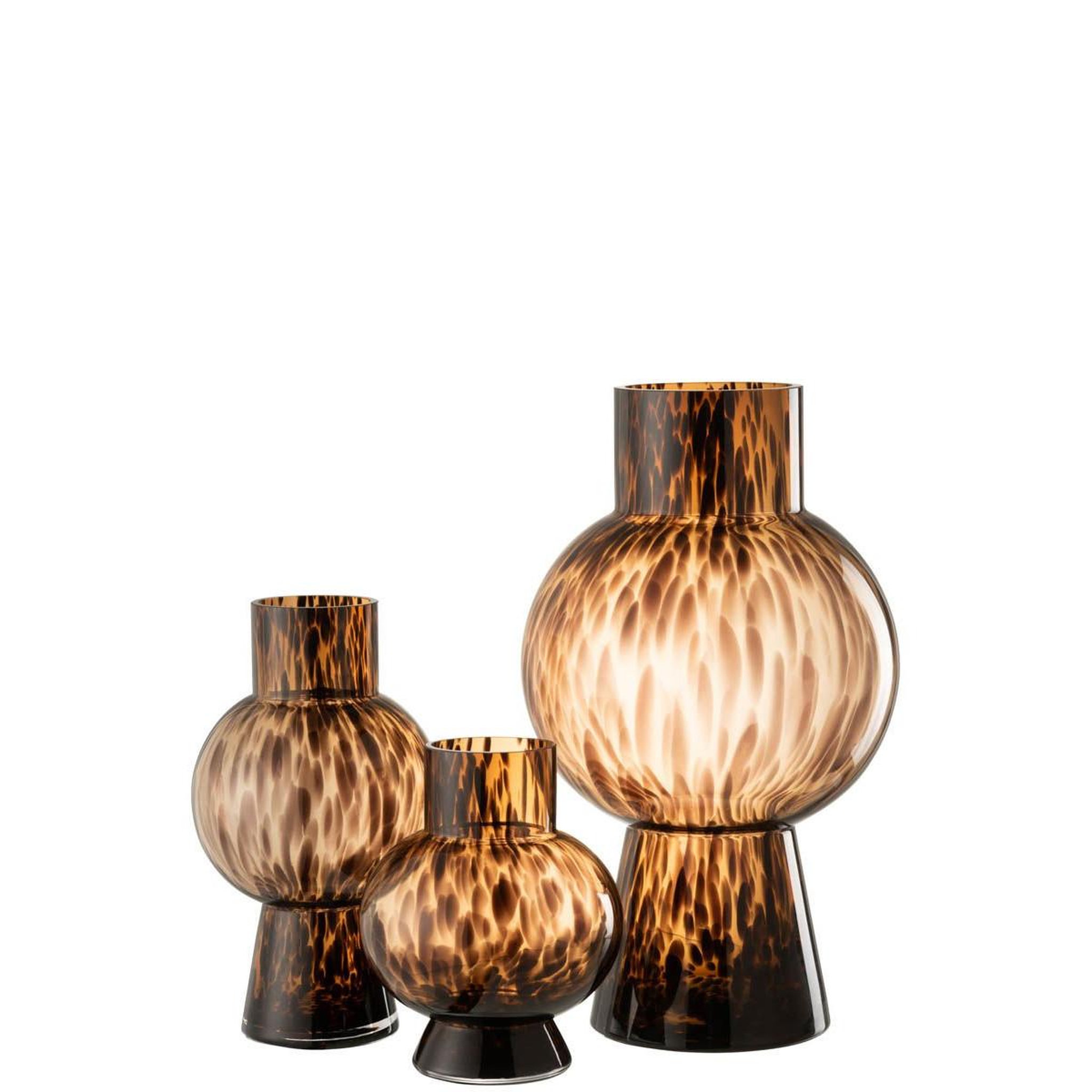 Voir la diapositive 2 : J-LINE Vase boule en verre design  poiso  31cm marron
