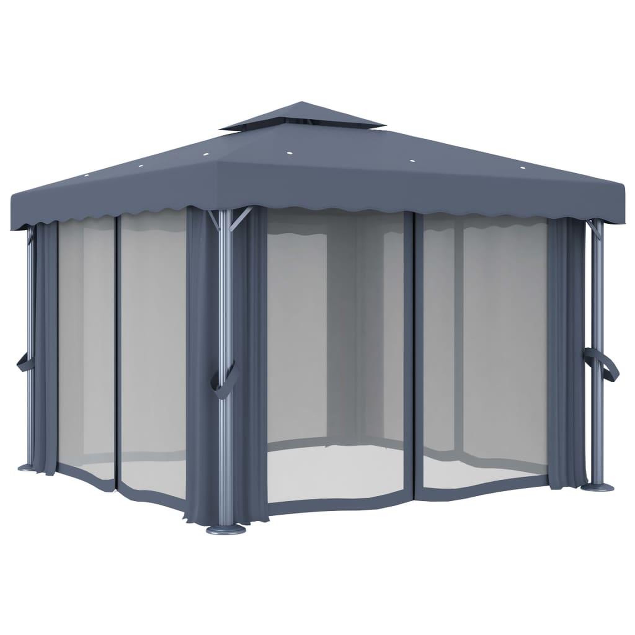 Voir la diapositive 3 : VIDAXL Tonnelle avec rideau 3x3 m Anthracite Aluminium
