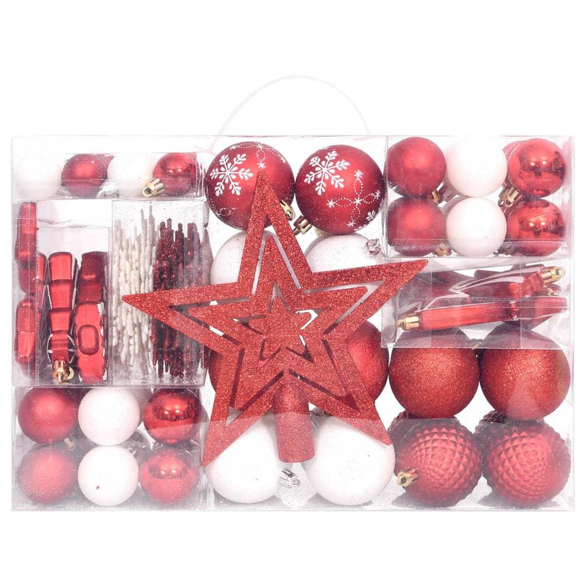 Voir la diapositive 2 : VIDAXL Ensemble de boules de noël 108 pcs rouge et blanc