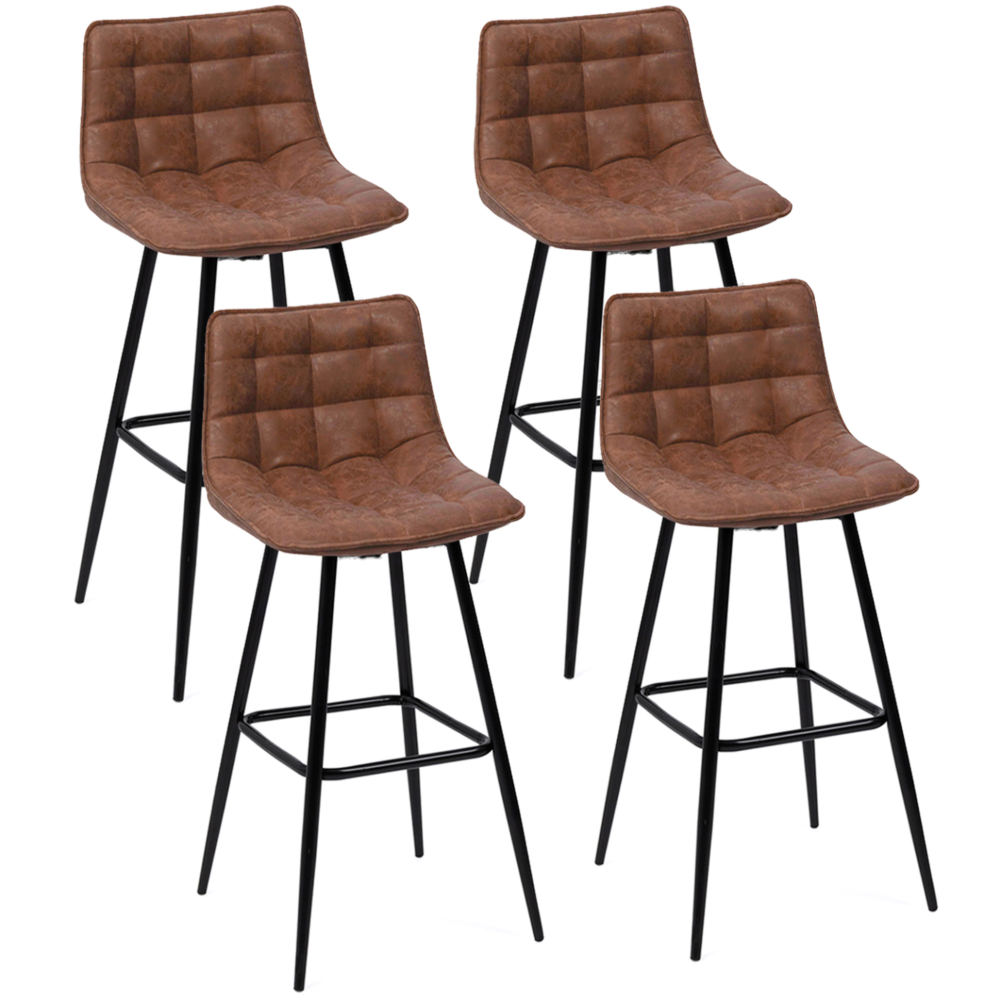 ID MARKET Lot de 4 tabourets de bar mady marron vintage