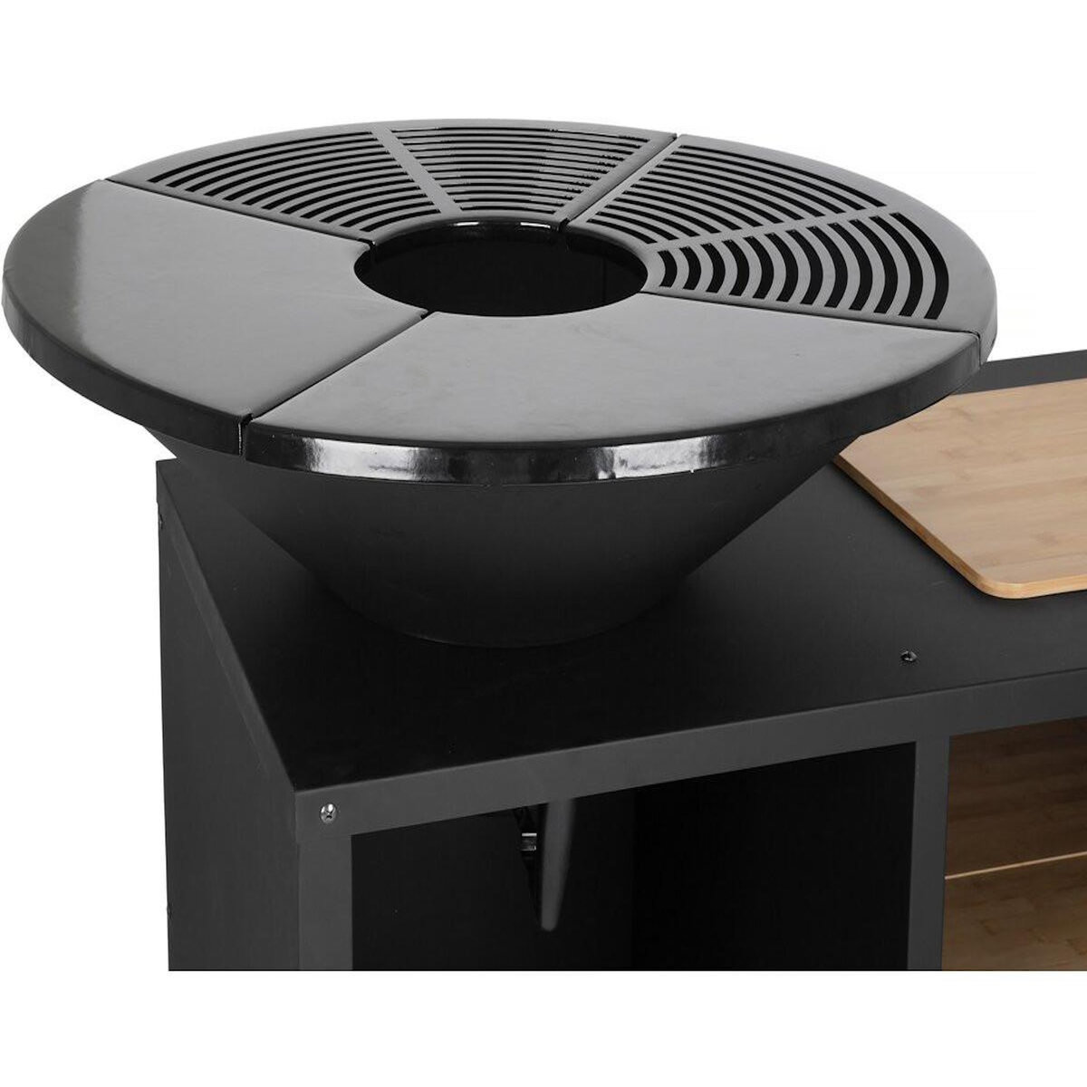 Habitat et Jardin Barbecue plancha brasero à charbon et bois  Maréchal  - 137 x 60 x 104 cm - Noir