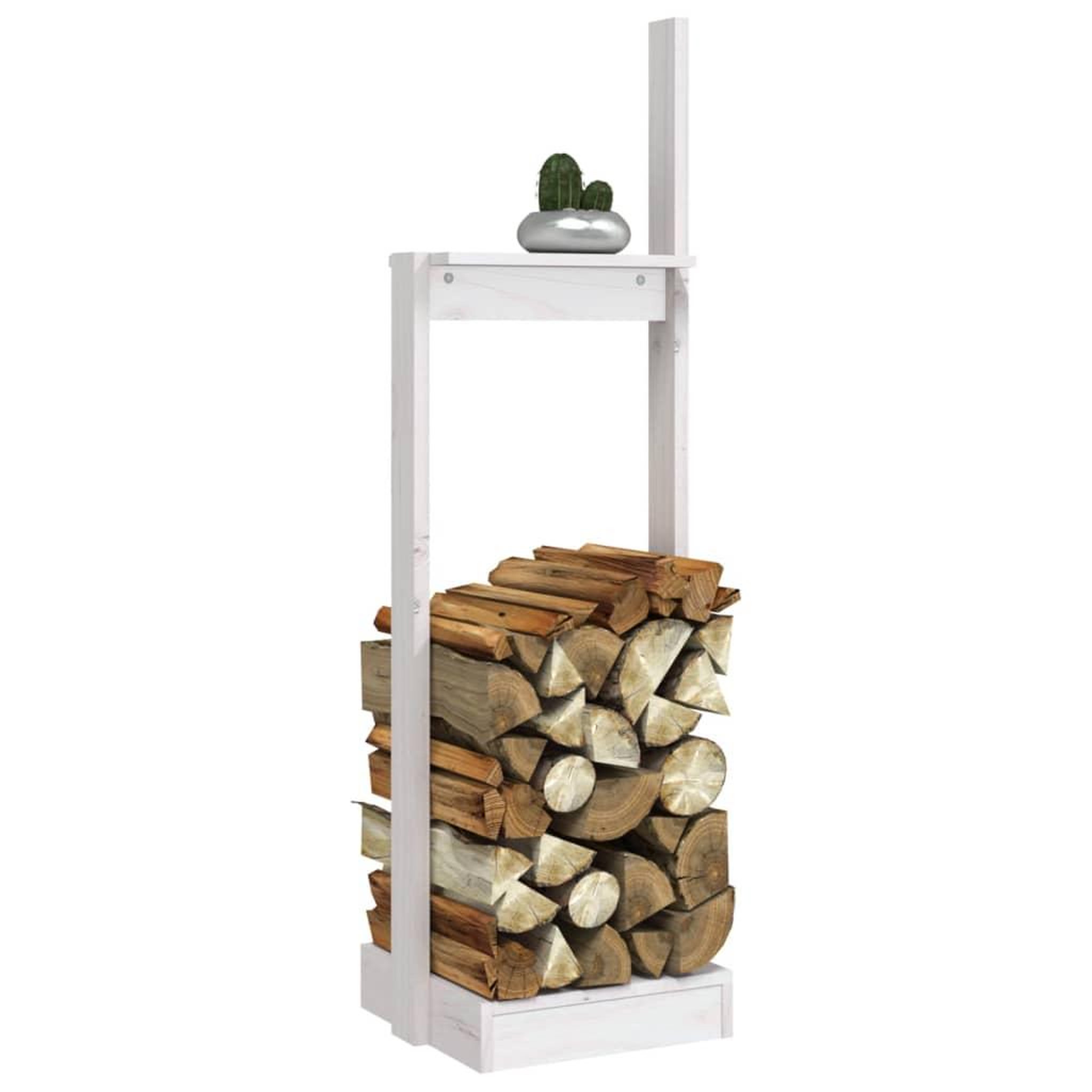 Voir la diapositive 4 : VIDAXL Porte-buches Blanc 33,5x30x110 cm Bois massif de pin