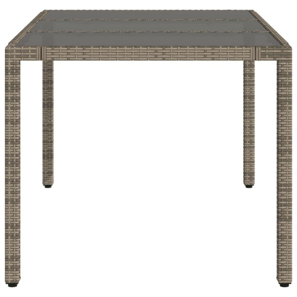 VIDAXL Table de jardin dessus en verre Gris 150x90x75cm Resine tressee