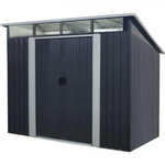 MARKET24 SOLER Abri de jardin en métal 4,61 m² - 238 x 193 x 202 cm - Kit d'ancrage inclus, 2 portes coulissantes - Gris
