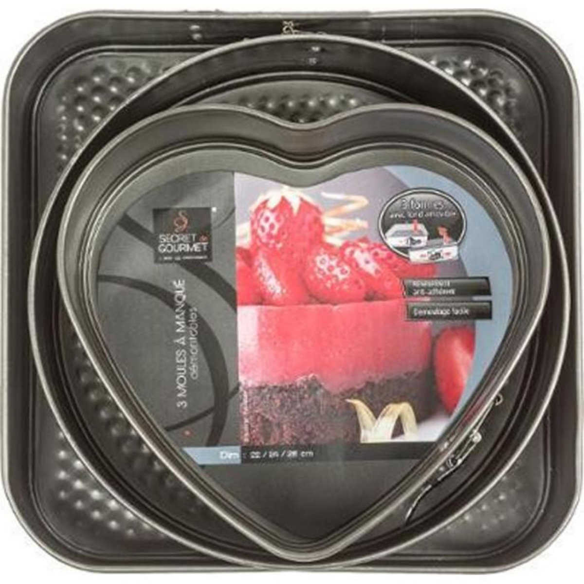 FIVE Lot de 3 Moules en Métal Démontables  Best  26cm Noir