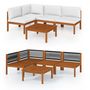 Voir la diapositive 2 : VIDAXL Salon de jardin 5 pcs avec coussins Creme Bois d'acacia solide