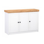 HomeStyle4U Commode moderne en bois massif avec finition blanche et chêne - 123 x 82 x 42 cm