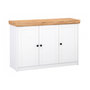 Voir la diapositive 1 : HomeStyle4U Commode moderne en bois massif avec finition blanche et chêne - 123 x 82 x 42 cm