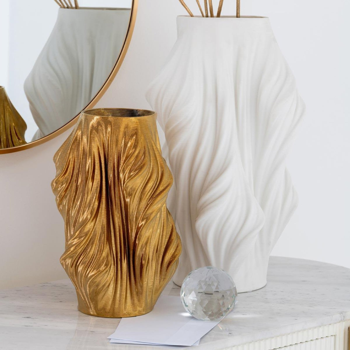 Paris Prix Vase Déco en Porcelaine  Impression 3D  28cm Doré