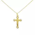 L'ATELIER D'AZUR Collier - Médaille Croix Or 18 Carats 750/000 - Christ sur la Croix - Chaine Dorée