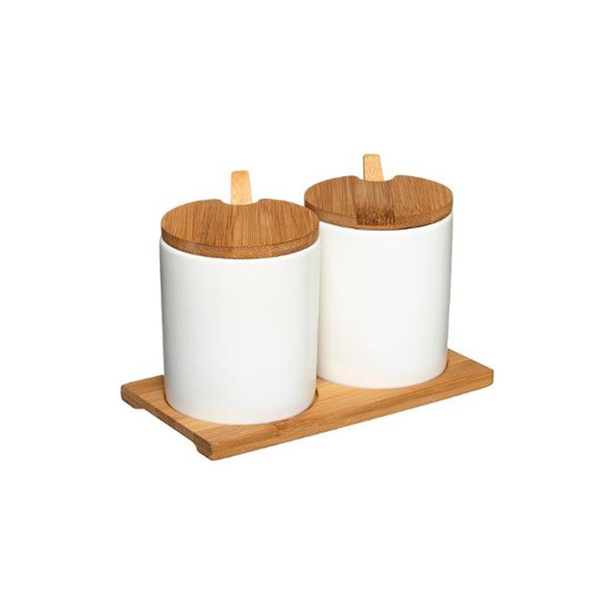FIVE Lot de 2 pots à épices  céramique  18cm blanc