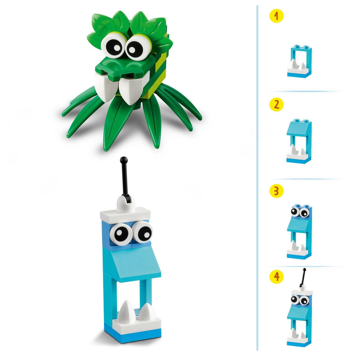 LEGO Classic 11017 - Monstres Créatifs, Boite de Briques, 5 Jouets en Forme de Mini-Monstre à Construire