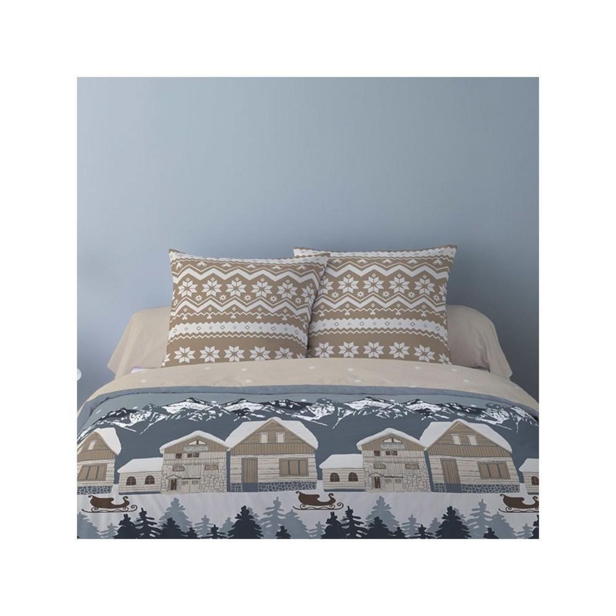 Dourev Housse de couette 240x220 + 2 taies flanelle 100% coton