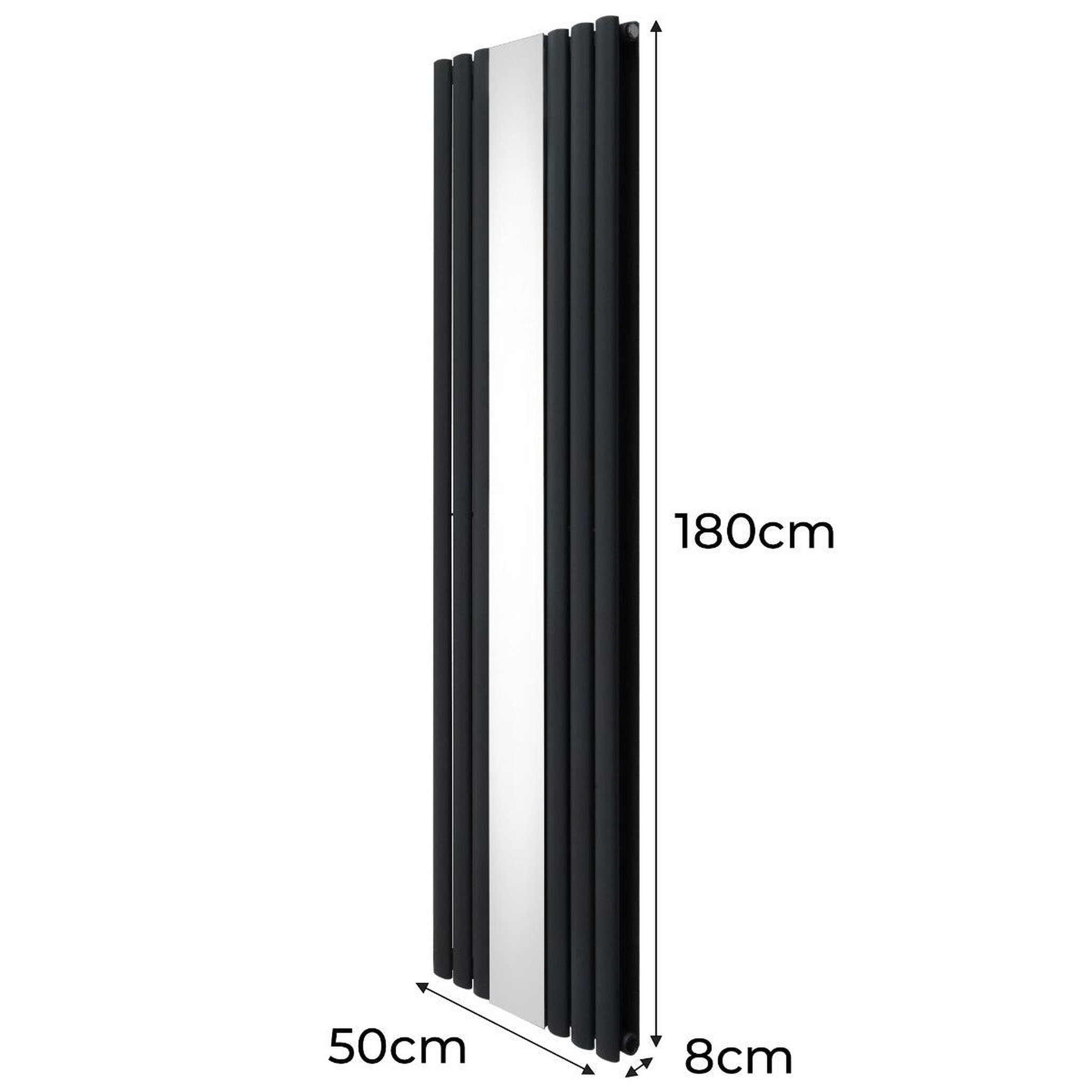 Voir la diapositive 5 : MONSTERSHOP Radiateur à colonnes ovales à miroir & vannes, panneaux - 1800 x 500 mm – gris anthracite