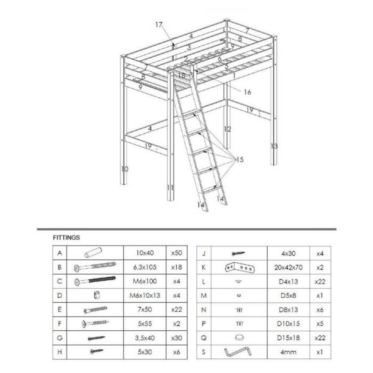 Paris Prix Pack - Lit Superposé Enfant & Tiroir  Pino III  Gris